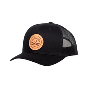 Richardson Trucker Hat in Black With Leather Patch Logo